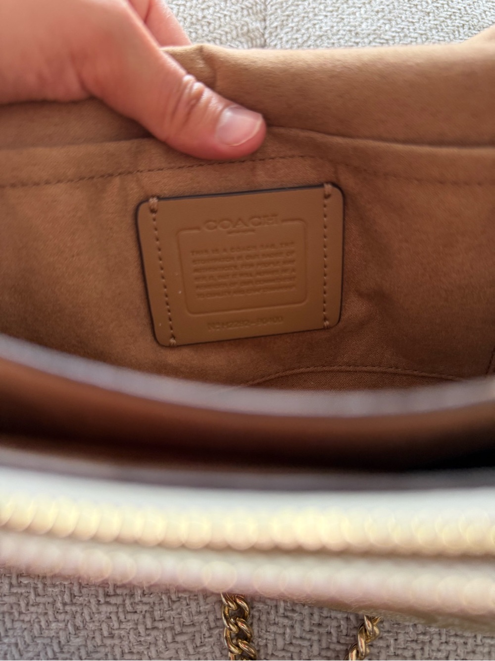 Coach Cream Leather & Signature Canvas Chain Crossbody Bag - Picture 7 of 8